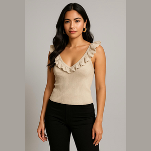🎁GAP Cream Ruffled Knit Tank Top